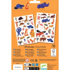 Tatuajes animales divertidos set 2 hojas