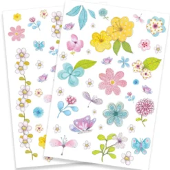 Tatuajes flores campestres set 2 hojas
