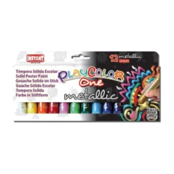 Témpera sólida 12 colores metalizados Playcolor Instant