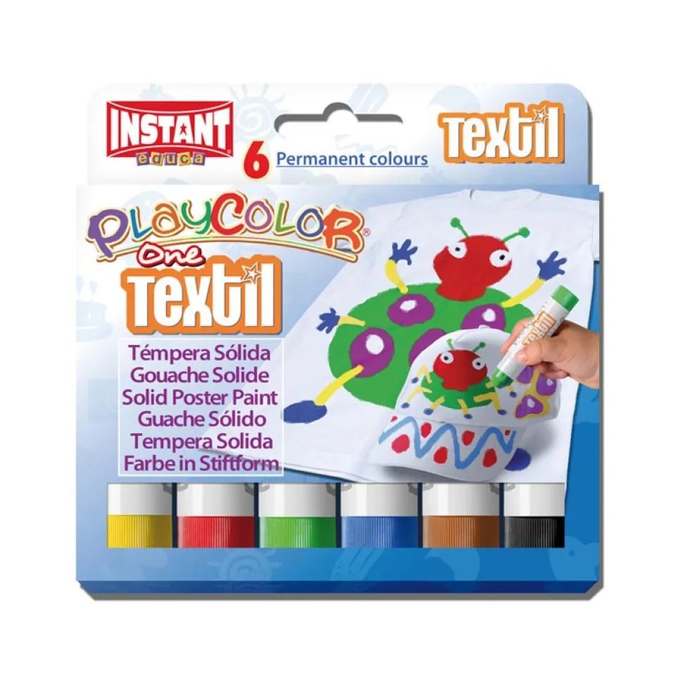 Témpera sólida textil 6 colores Playcolor Instant
