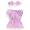 Vestido violeta con lazo para el pelo 32cm