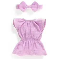Vestido violeta con lazo para el pelo 32cm